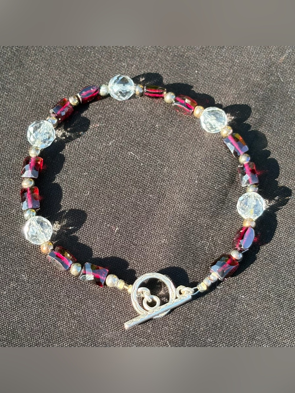 Garnet, Crystal .925 Artisan Hand Crafted Bracelet